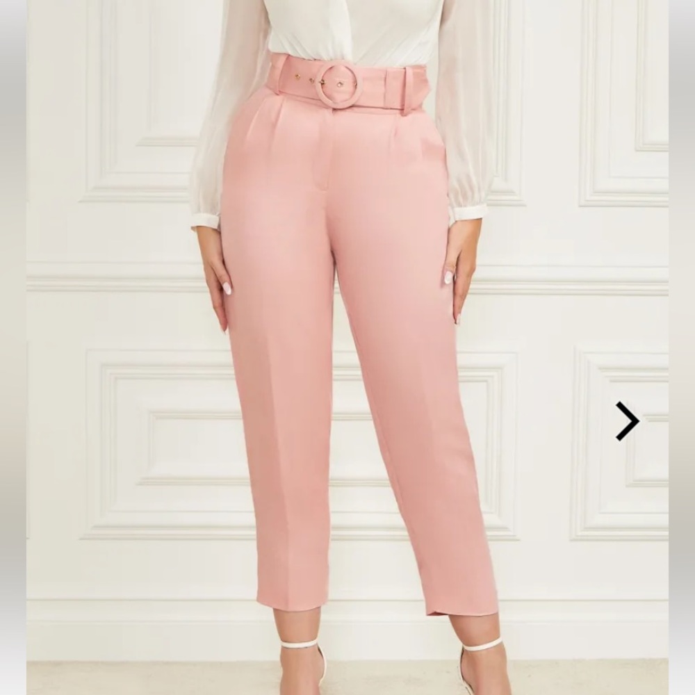 Marciano Dusty Rose Linen-like Pants - Size L (8)